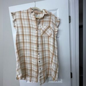 Women’s tan and white plaid tunic/ short dress